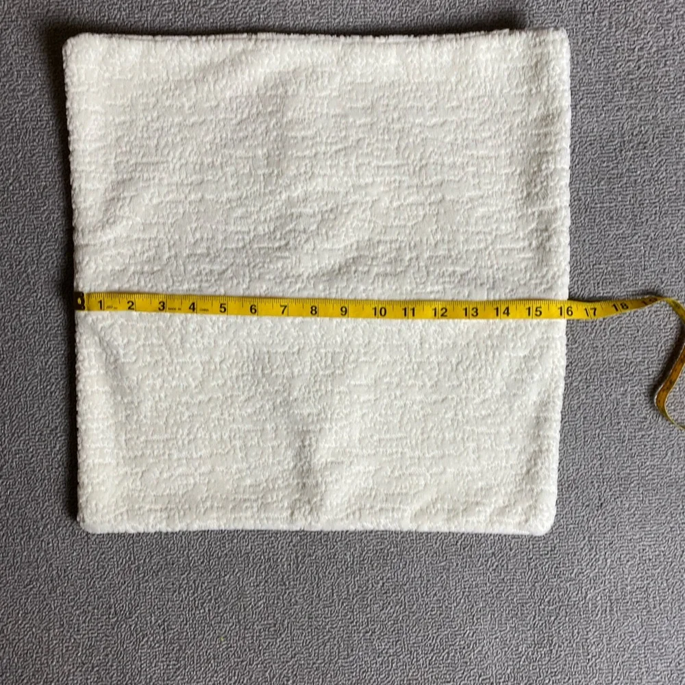 Set of Two White Textured Pillow Covers- 16”x16”